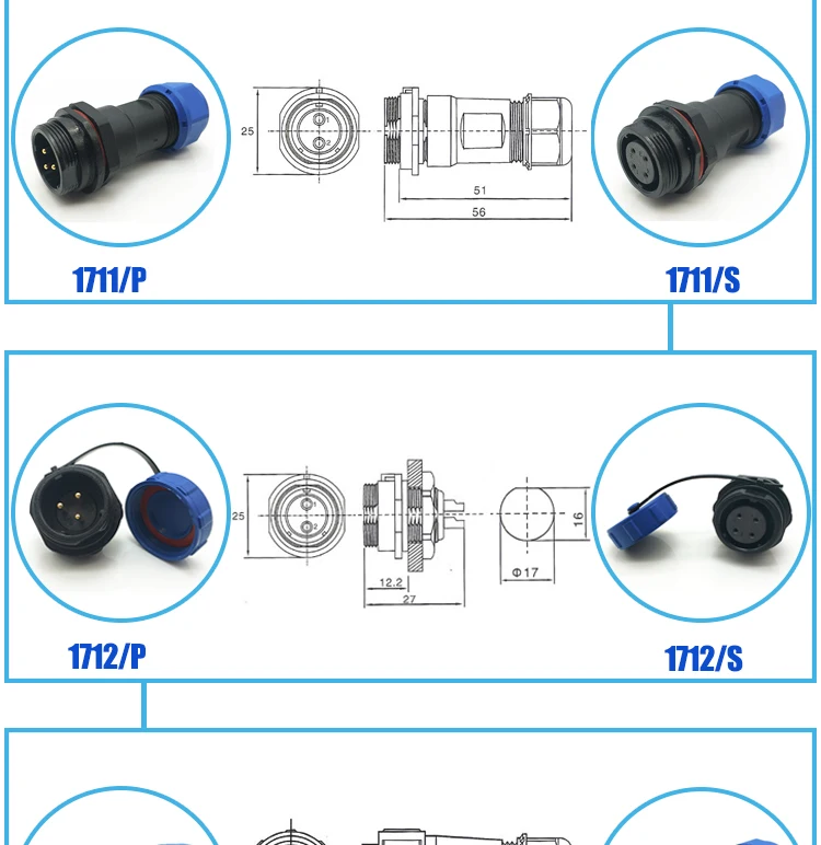 OLINK High Quality 5 Pin Waterproof Led Cabinet Connector IP65
