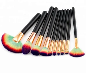 colorful 10pcs make up facial brush big fan brush  7 colors