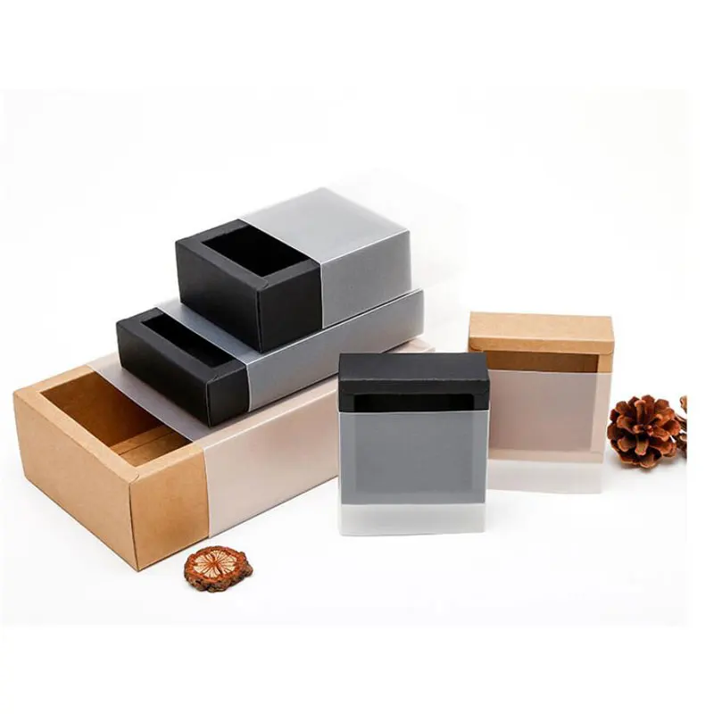 
Custom Eco Friendly Kraft Bento Box Plastic Window Drawer Box Cookie Packaging Paper Box  (60802774310)