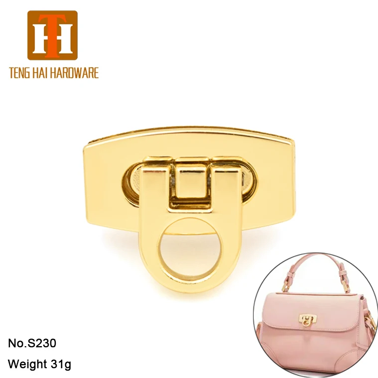 

High Quality Metal Bag Accessories Bag Buckle Metal Lock, Light gold or customized