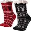 Christmas Women Men Knit Fuzzy Slipper Socks Warm Thick Heavy Fleece lined Christmas Stockings Fluffy Winter Socks With Grippers