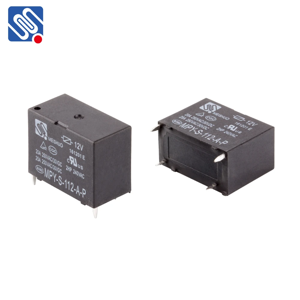Meishuo MPY-112-A 20A 25A 5V 6V 9V 12v 24v 4pin Electrical Pcb Relay Manufacturer