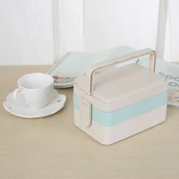 

reusable 3 compartment rectangular modern smart portable layered tiffin office school rice husk lunch box