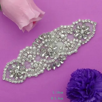Wholesale Silver Sew On Bridal Rhinestone Applique Trimming Bling