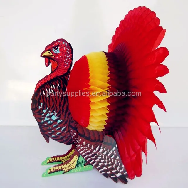 Turkey Design Honeycomb Paper Ball For Thanksgiving Day Decoration