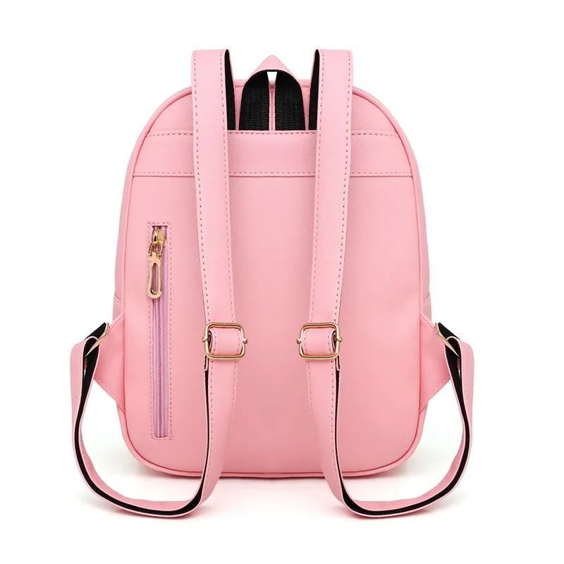 Lingyue Bs1009 Preppy Style Bag Set Pink Pu Leather Backpack With Purse ...
