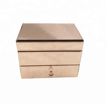 Beautify Rose Gold Mirrored Glass Jewellery Box With 1 Drawers