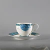 Custom fine bone china with flow decal print coffee tea cup and saucer set
