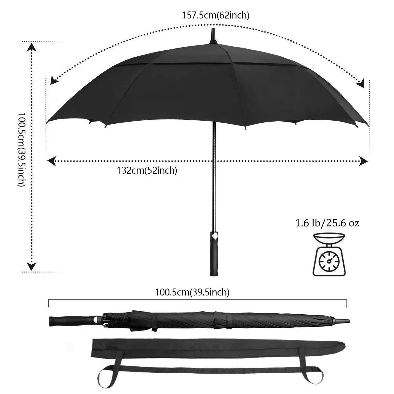 Automatic Open Golf Umbrella - Very Strong 62 Inch Oversize Double ...