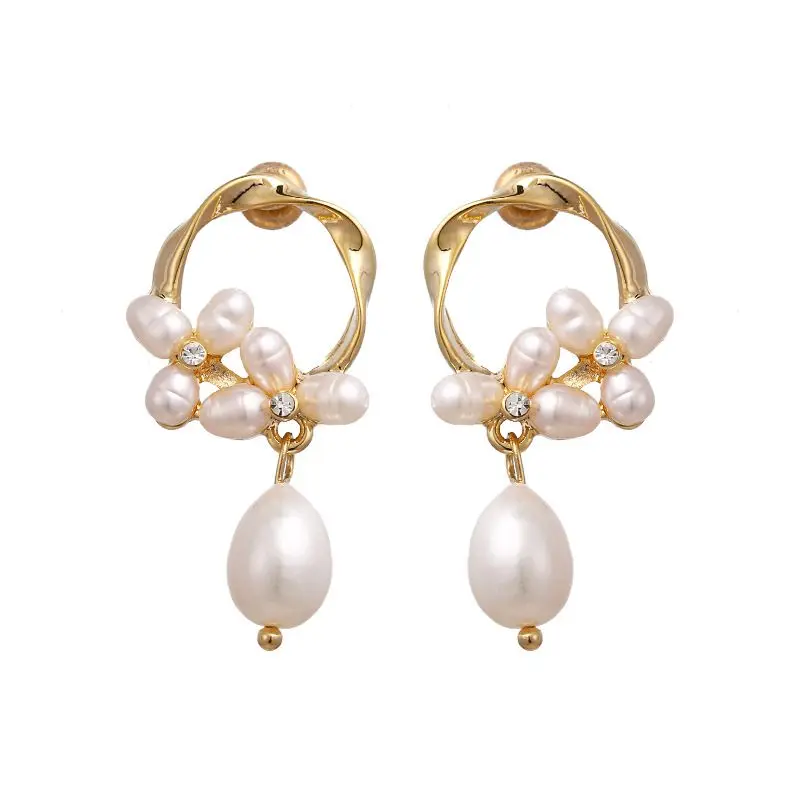 

Latest Design 14K Gold Plated Bulk Pearl Earring S925 Sterling Silver Natural Freshwater Pearl Drop Earring, Gold;silver