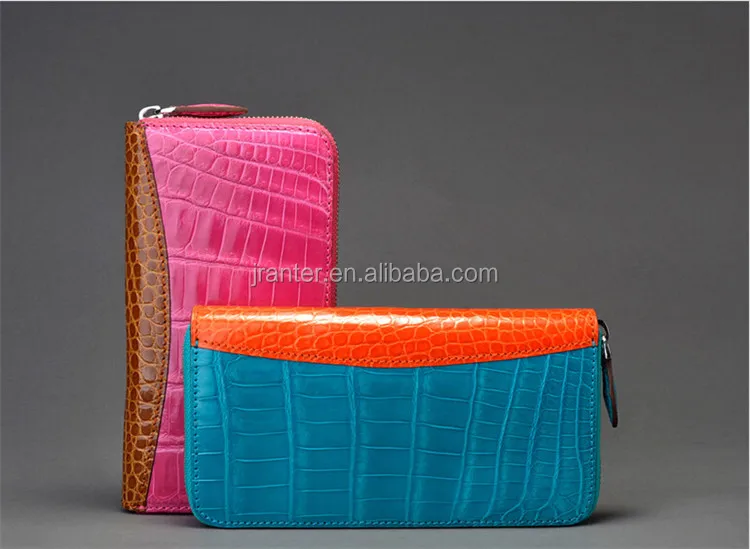 Fashion long design crocodile skin lady zipper wallet genuine leather wallet women_8