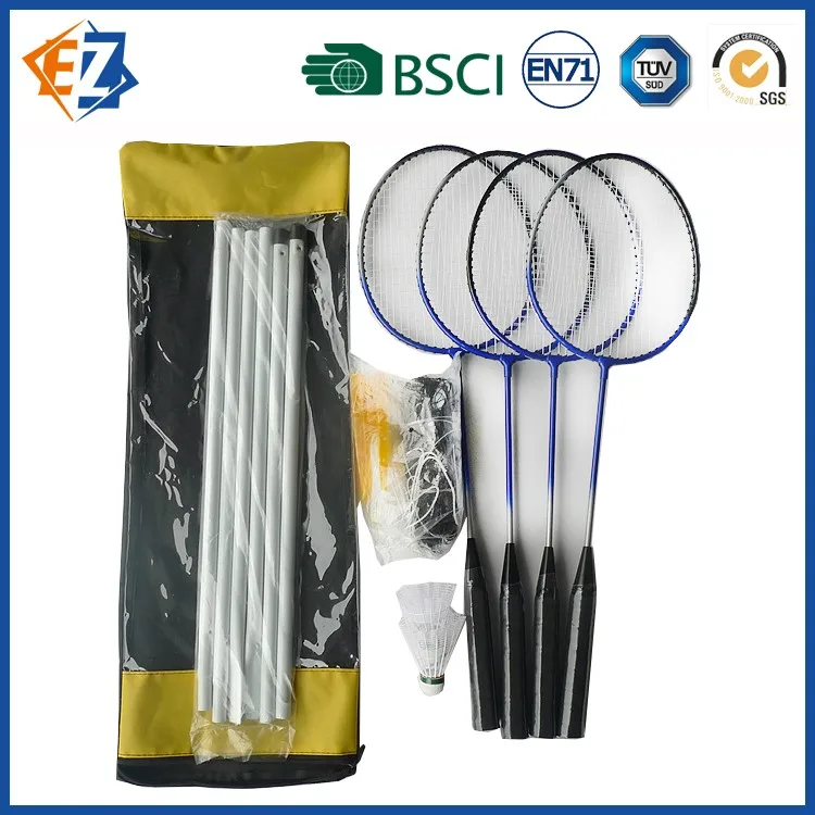 Cheap 4 Person Badminton Racket With Shuttlecock And Metal Frame Tube