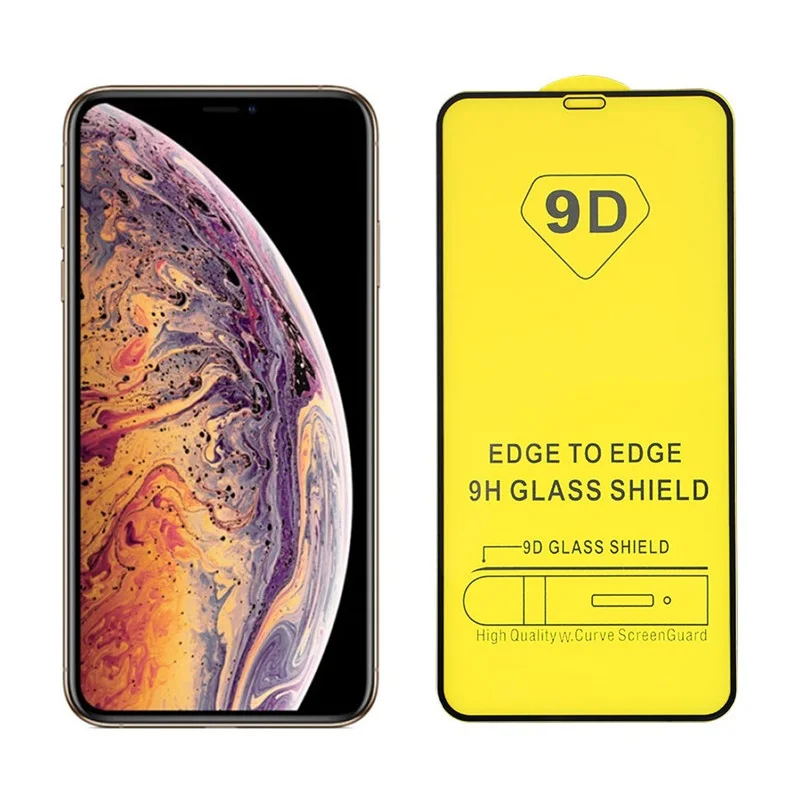 

9D Full Glue Screen Protector For iPhone 13 11 Pro Max Tempered Glass Protective Film For Apple 6S 7S 8S Plus X XS MAX SE 2020, White ,black