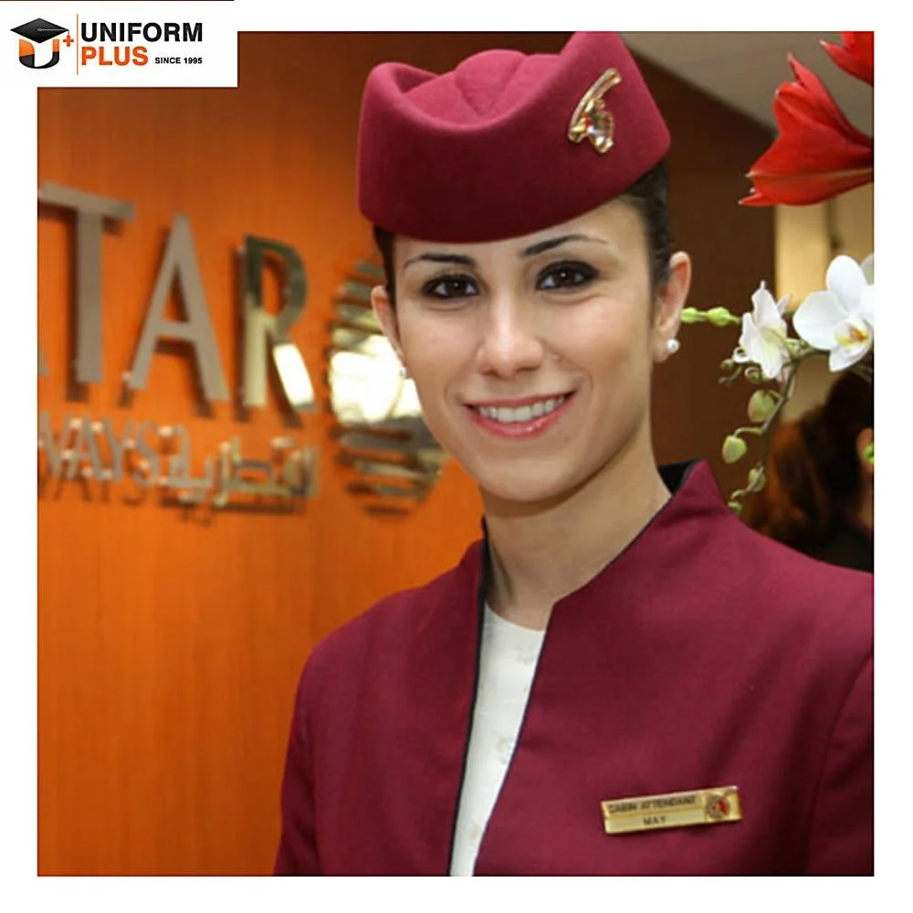 
Custom fashion qatar airways airline stewardess uniform design 