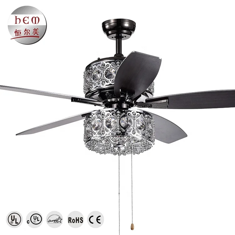 
High quality new design LED crystal lights living room modern fan 