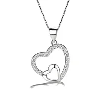

Love Double Hearts Necklaces Pendant For Women 925 Sterling Silver Pendant Valentine Day Jewelry Gifts