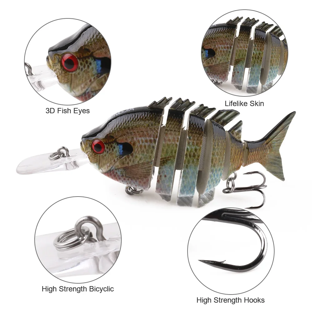 

1pc Hengjia hard plastic Multi-section fishing lures 10cm 12.7g minnow jointed fishing lures, 6 vailable colors to choose