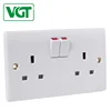Low Maintenance Cost PC Double 13A Sockets And Wall Switch With Neon For Houses