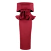 2018 New Women Bodycon Dresses Slash Neck Short Sleeve White Dress Bow&Ruffles Ankle Length Red Carpet Dress