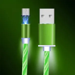 2.4A 90 L Shape 360 Degree Rotating Fast LED Flowing Light magnetic charging cable usb