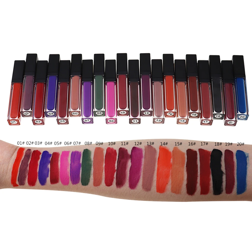 

China factory matte liquid lipstick vendor no logo matte liquid lipstick custom matte liquid lipstick private label, 20 colors
