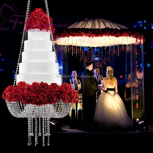 Image of wedding cake stand with crystal bead garland crystal cake stand centerpiece for party decoration D23.6'' tall 71''