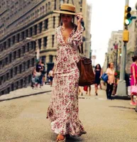 

zm60185a New printed cotton lady long dress the lantern sleeve is a Bohemian dress.