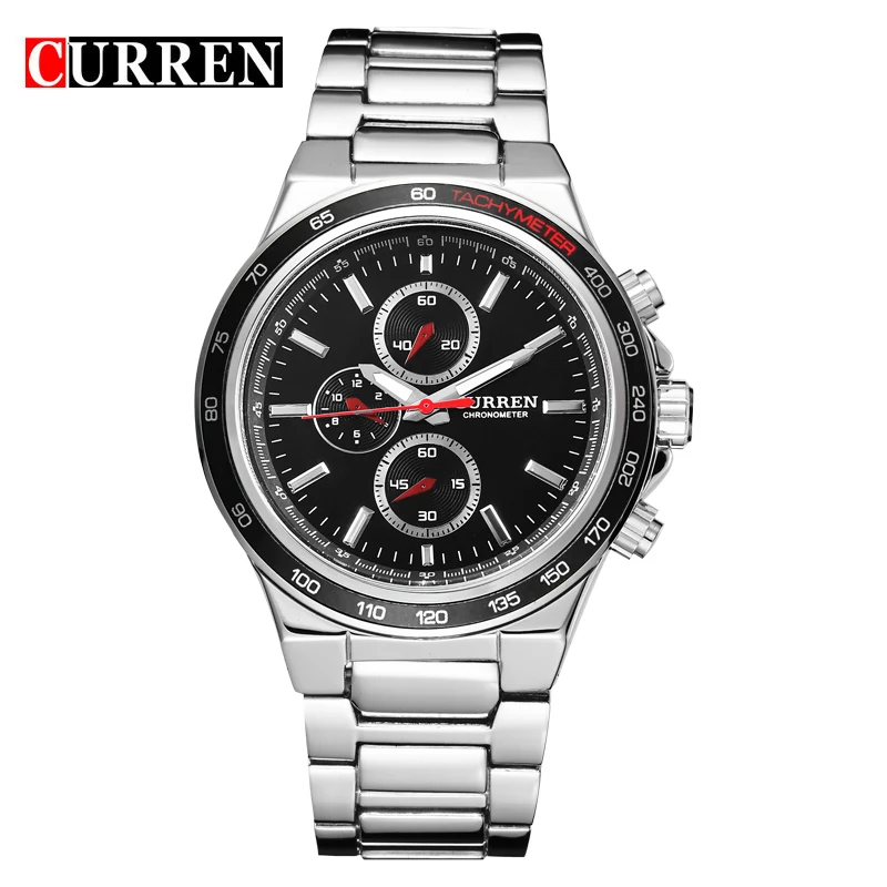 

2018 Curren Brand Japan Movt Stainless Steel Back Chronograph Man Wrist Watches China Supplier Watch Factory, As picture