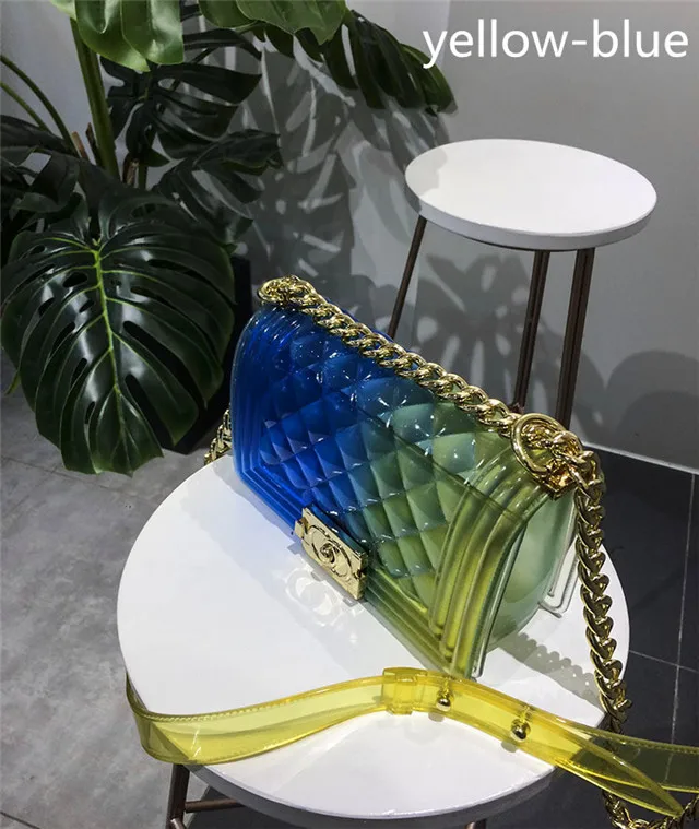 
2018 Elegant Solid Color Lingge Jelly Bag Women Locks Shoulder Messenger Bag Fashion Gold Chains Women Handbag Channel Louis Bag 