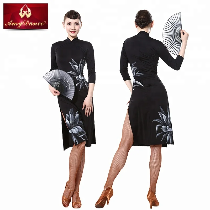 
Elegant chinese modern hand painted cheongsam dress womens 