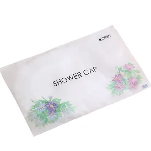Image of Custom disposable bath transparent plastic hotel shower caps