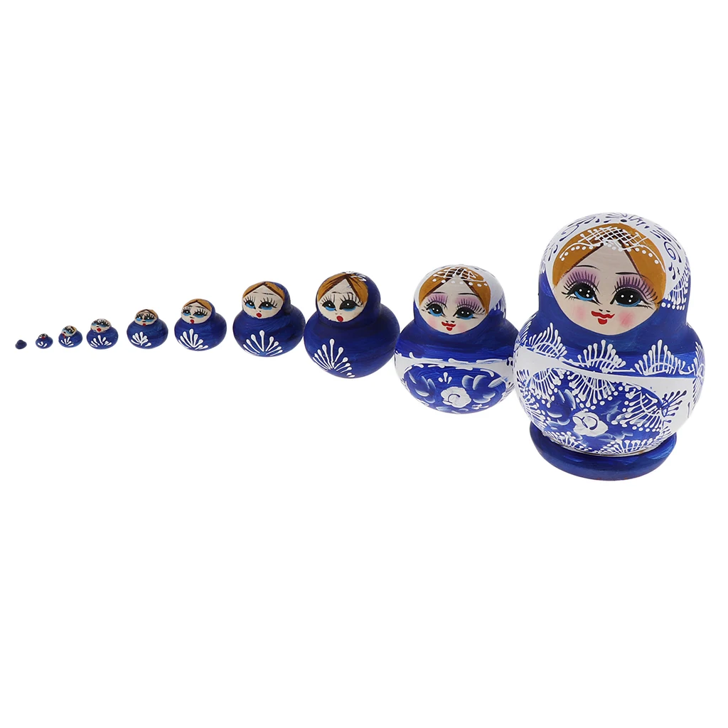 Chromatic Russian Nesting Doll Babushka Matryoshka Stacking Dolls Set of 10 