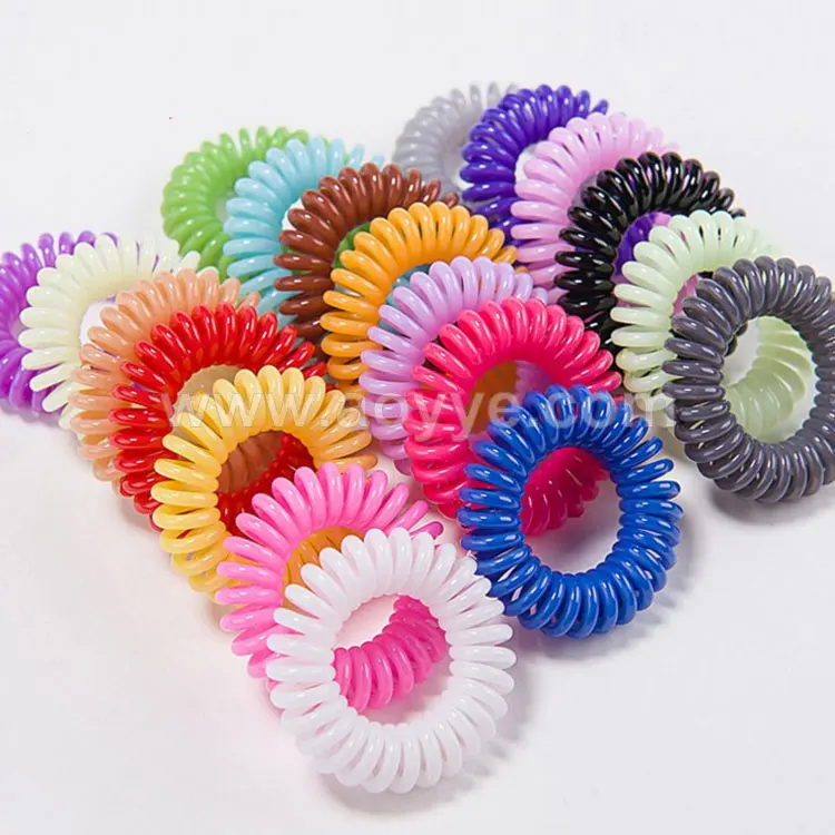 Wholesale jelly color TPU telephone cord line ponytail holders hair ring coils elastic large curly hair band tie