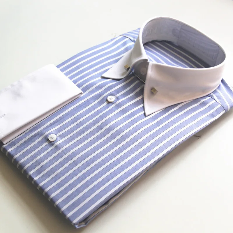 
2019 unique pin collar MTM MENS DRESS SHIRTS 