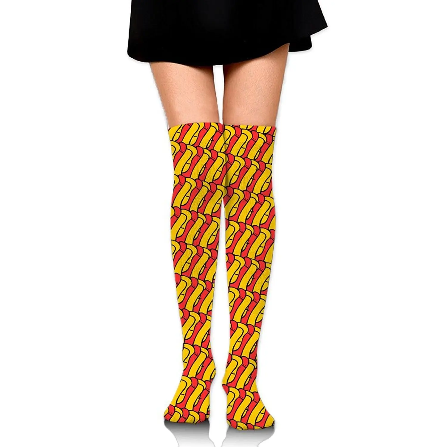 Zaqxsw Hotdog Women Graphic Thigh High Socks Long Socks For Teen Girls