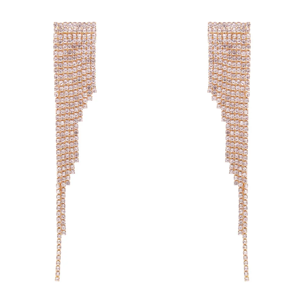 

SE5432 luxury crystal tassel statement earrings chandelier drop rhinestone earrings big party earrings girls women gift