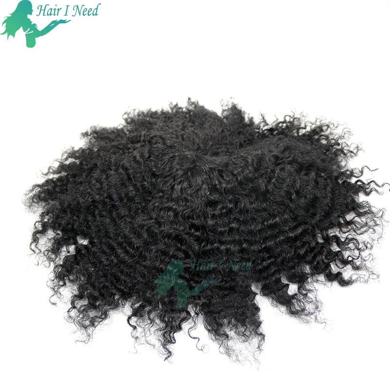 

8mm tight curly 100% Human Hair men toupee all PU Skin