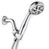 High Pressure 6-Setting 3.5 inch Chrome Face Handheld Shower head with Hose