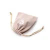 Custom small size silk ribbon closure jewelry gift pouch bag with logo