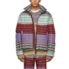 OEM Mens Color Block Allover Letter Print Long Sleeve Padded Jacket