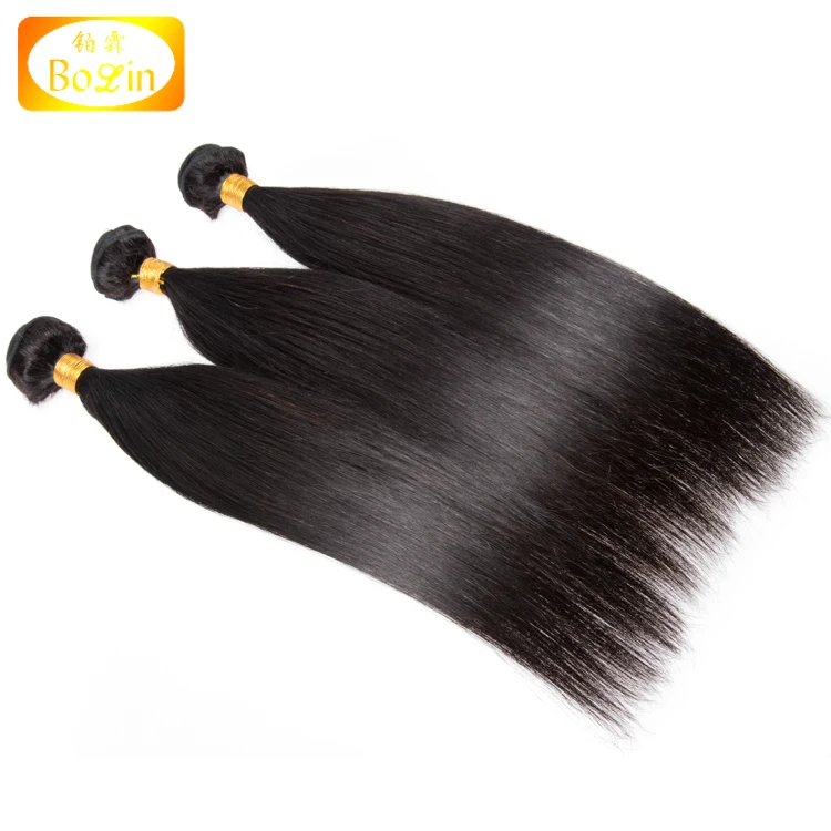 

Free shipping factory wholesale unprocessed Virgin Cuticle Aligned Silky Straight 4pcs mix Brazilian Human Hair Weave bundles, 1b natural black