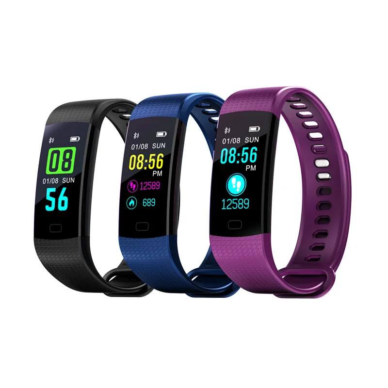 

Y5 0.96 Colorful screen 2018 fitness tracker band HR Blood Pressure cheap smart watch bracelet, Black;light blue;dark blue;purple;red