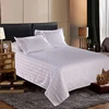 Customized single double queen king white stripe cotton hotel bed sheet flat sheet fitted sheet set from Nantong factory