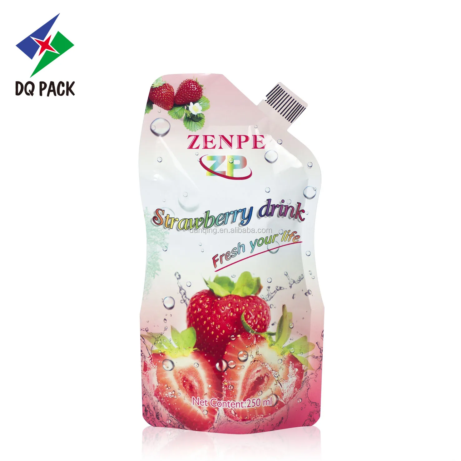 Colorful Custom Printed  Stand Up Pouch For Juice Special shape pouch with injection hole