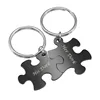 Yiwu Meise 2PCS Jigsaw Puzzles Stainless Steel Pendant Personalized Custom Engraving Note Message Name Black Key Chain