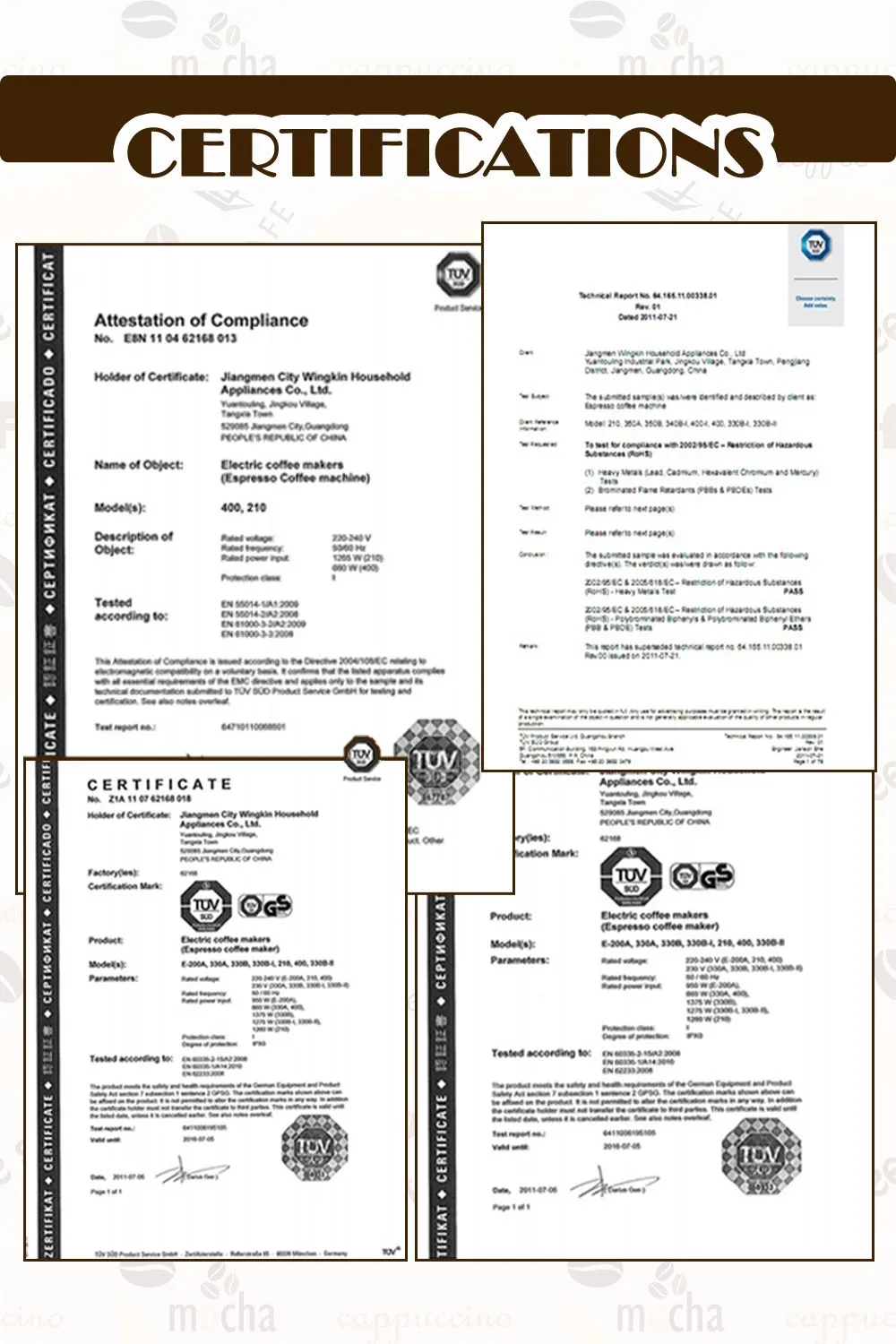 SAA certificated coffee maker