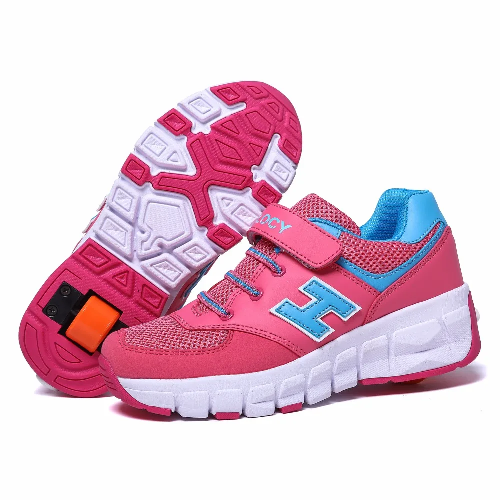 

Roller Shoes for kids skate retractable wheels Invisible button, Blue;pink