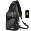 Men Shoulder Bags USB Charging Crossbody Anti-theft Chest Bag PU Leather Short Trip Messengers Bag E0027