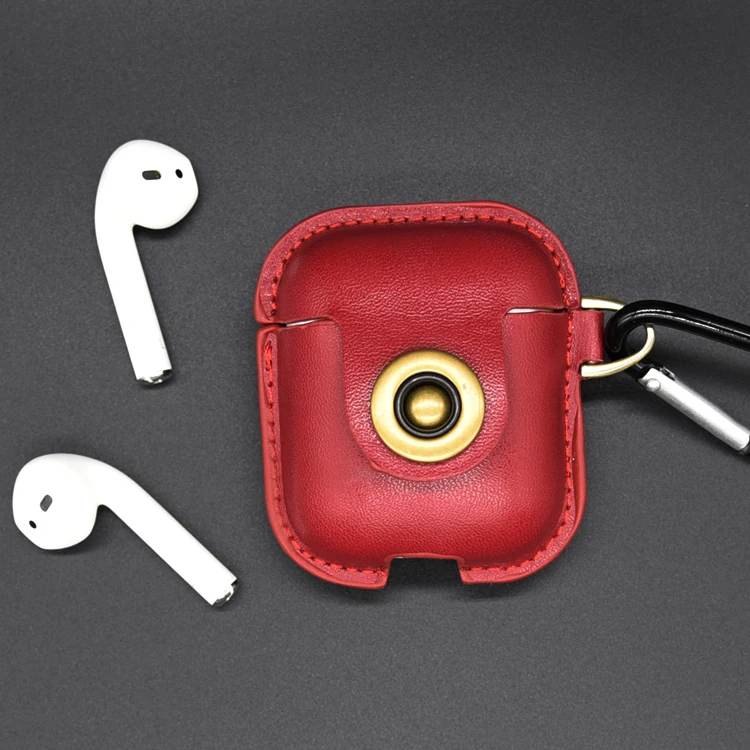 

High Quality Protective PU Leather Case with Anti Lost Hooks For Airpod Charging Case, Black;red;blue;brown;khaki