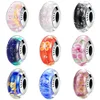 New 100% 925 Sterling Silver Colorful Pattern European Murano Glass Charm Beads fit Women Bracelets & Bangles Jewelry